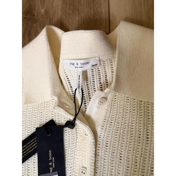 NWT! rag & bone Vivi Open Stitch Polo Cream Size XS - Picture 4 of 7